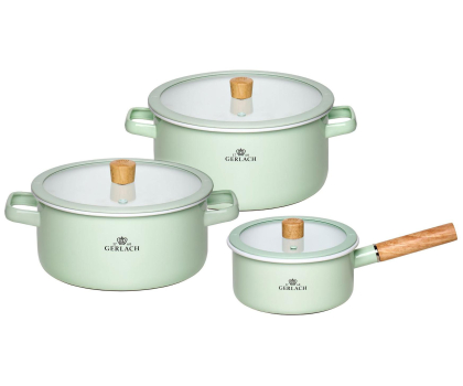 Garnek GERLACH Natur Enamel Kpl. garnków 6el. zielony